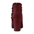 thumbnail image 6 of BLISSFUL STEP Valentine's Women's Ankle Boots Pointed Toe Zip-Up Block Heel Burgundy 7.5, 6 of 8