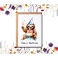 thumbnail image 4 of shiyou-Cute Sloth Birthday Card - Sloth Happy Birthday Greeting - Sloth With Bday Cake Card - Cute Congrats For Kids, White, 4 of 4