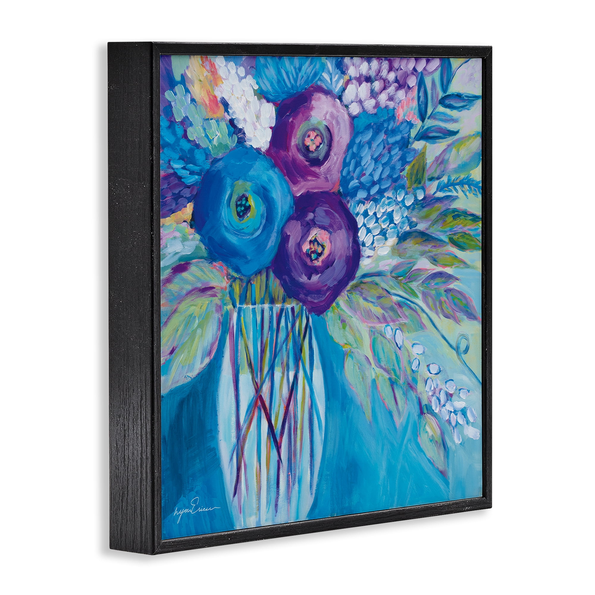 Stupell Industries True Blue Flower Bouquet Black Framed Giclee Art, design by Lynn Ericson Fine Art