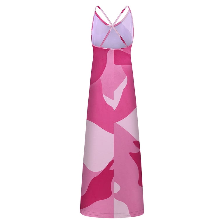 pink camo formal dress Womens Dresses Summer Sleeveless Plus Size Camouflage V-Collar Long Maxi Casual Hot XL green knit