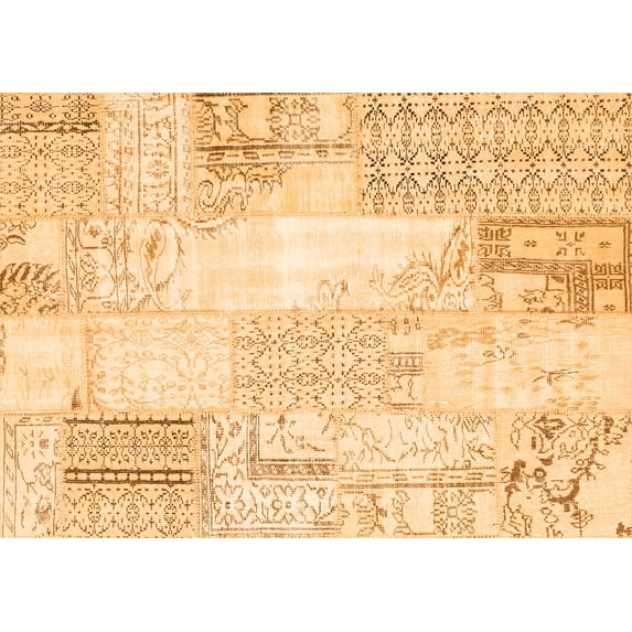 Ahgly Company Indoor Rectangle Patchwork Orange Transitional Area Rugs, 5' x 7'