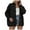 Black, variant on idosla Womens Cropped Cardigans Trendy 2025 Ruffle Open Front Knit Sweater Oversized Button Down Fall Clothes (Blue, S)