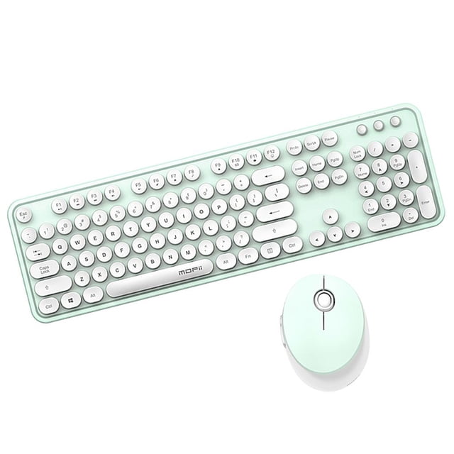 Conjunto de Teclado y mouse inalámbricos Blanco verde Macarena