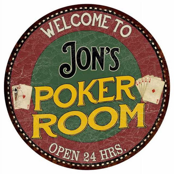 Jon's Poker Room 14" Round Metal Sign Kitchen Bar Wall Decor 100140034016