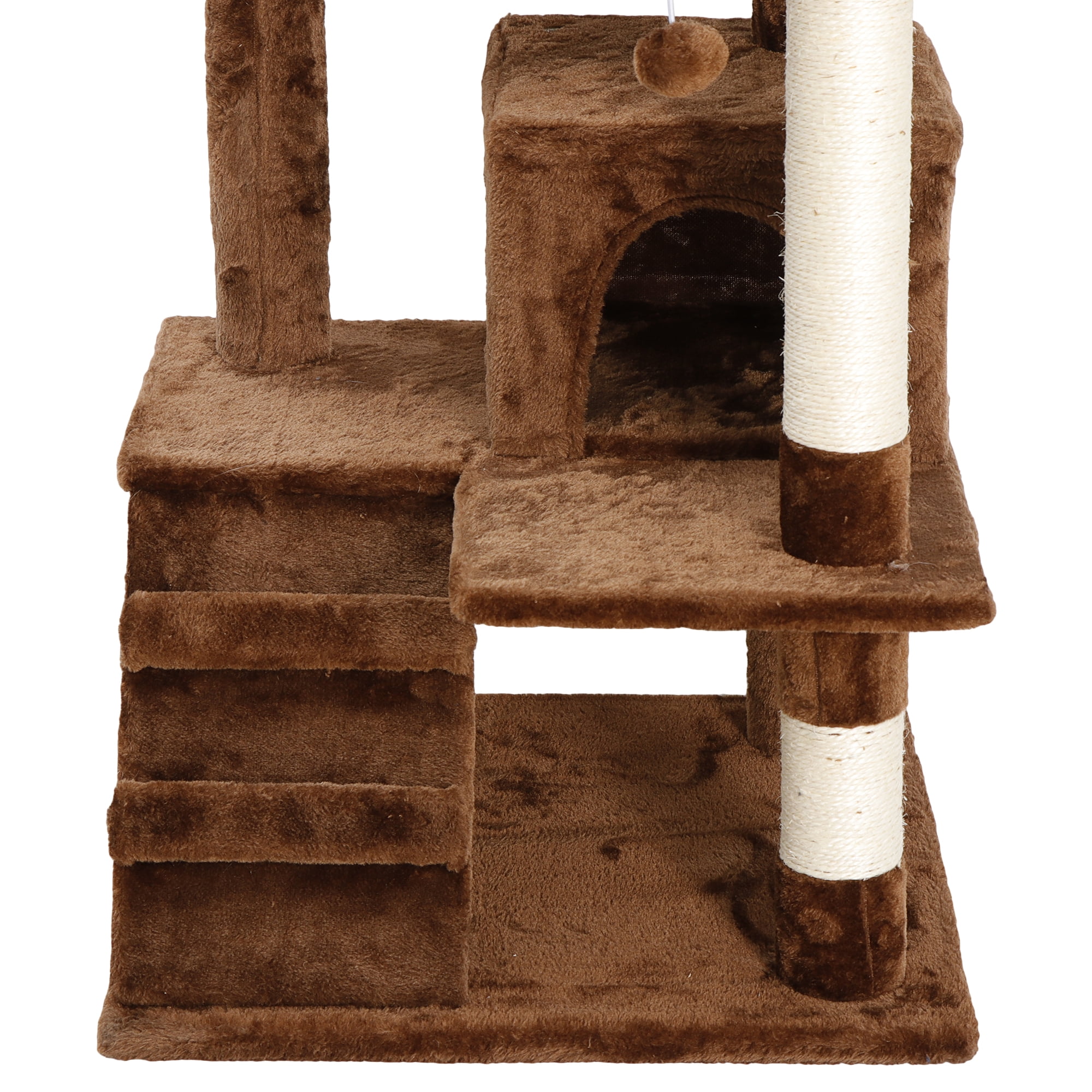 ZENY 53" Cat Tree Multi-Levels Condos Scratching Post Tower Play House, Brown