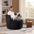 thumbnail image 1 of Silla giratoria Yaheetech 360° Boucle con almohada negra, 1 of 9