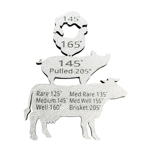 Aimant de Température en Bois pour Viande Poulet Bœuf Porc Poisson Cuisson Guide de Température Interne Aimant de Gril Gravé en Bois Tableau de Température Empilé pour Viande Aimant pour Bbq