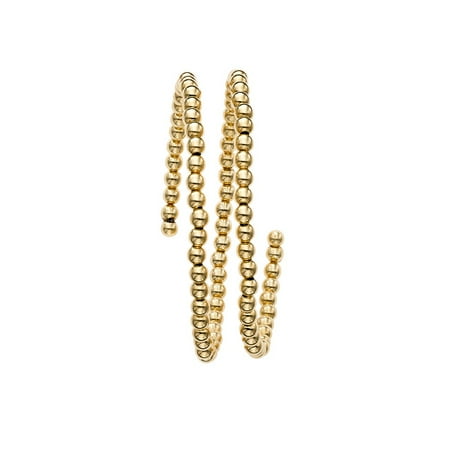 Double Wrap Around Bracelet - 14k Gold Yellow Finish 2.75mm Shiny Double Strand Wrap-around Bead Bangle Bracelet - 4.3 Grams