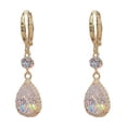 thumbnail image 2 of SmartBy 1 Pair Dangle Earrings Water Drop Pendant Elegant Golden Hypoallergenic Sparkling Rhinestone Women Earrings Fashion Jewelry, 2 of 6