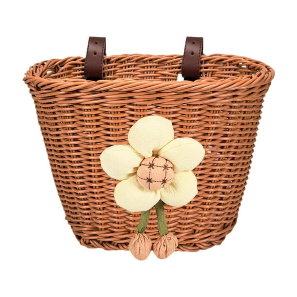 Cesta de bicicleta para niños con asa delantera Cesta de bicicleta para niños Mini cesta de manillar para Marrón