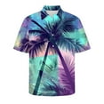 thumbnail image 5 of Njoeus Men's Shirts Hawaiian Summer Short Sleeve Casual Lightweight Beach Shirts Casual Holiday Tropical Shirts Palm Tree Printed Mens Clothing Big & Tall Shirts 2X 3X 4X Summer Savings Green, 5 of 5