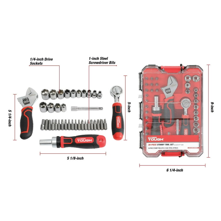 Hyper Tough 38-Piece Stubby Tool Set in Click Fit™ Case - Walmart.com