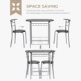 thumbnail image 4 of Ktaxon 3-Piece Modern Kitchen Dining Table Set for 2, Dining Room Round Table and Chair Set with Wine Rack, Black Wood & Silver, 4 of 7