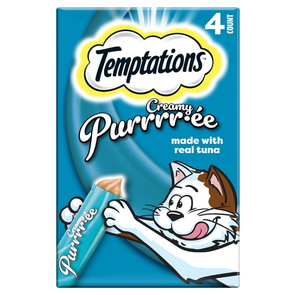 Temptations Creamy Puree With Tuna Lickable, Squeezable Cat Treats, 4-Pack Of 12G Pouches