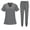 Gray-51117AA, variant on Scrubs Sets for Women Stretch V-Neck Top & Straight Leg Pants Nurse Working Uniforms with Pocket