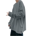 thumbnail image 2 of pstuiky camisas de manga larga para hombre, Blusas y camisas de cuello redondo de manga larga con abertura inferior de color sólido para hombre Tops de talla grande para hombre xxxxl, 2 of 6