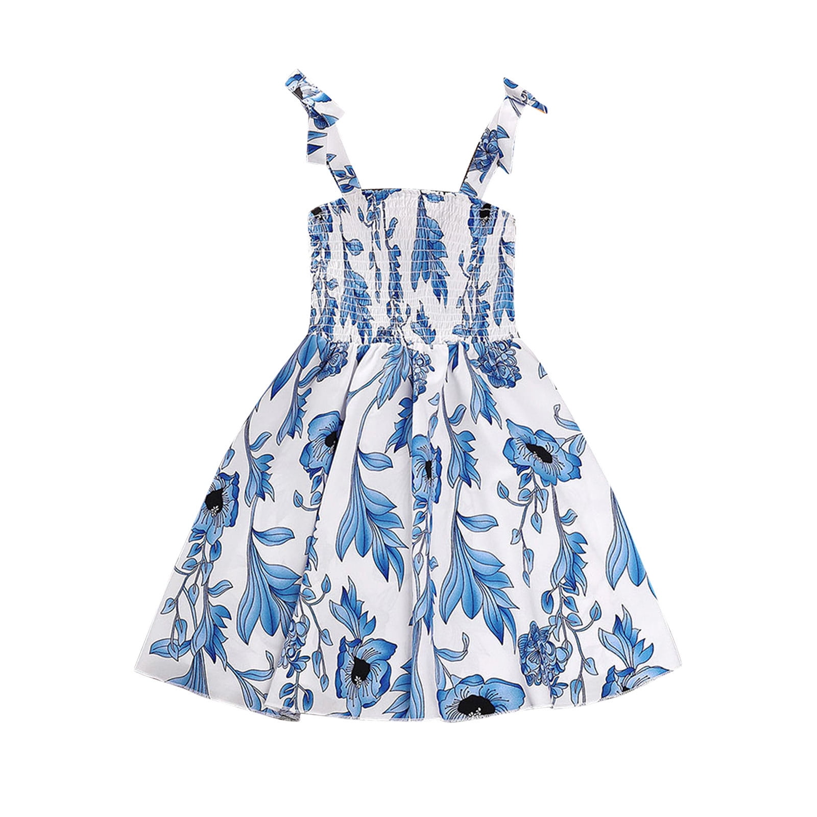 Blue floral dress girls discount