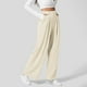 thumbnail image 4 of Pantalones de vestir de cintura alta y pierna ancha para mujer: cintura elástica, algodón y lino, bolsillos; pantalones informales de oficina., 4 of 7
