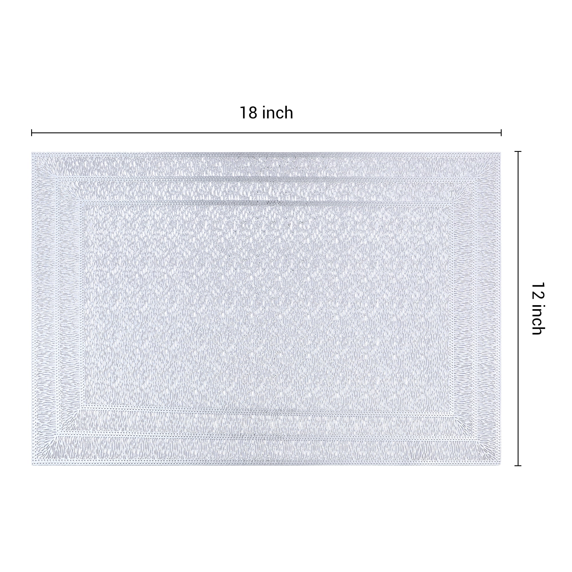 Unique Bargains Washable Placemats Set of 6 Trimmed Placemats for Dining Table Silver