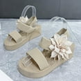 thumbnail image 4 of Wedge Sandals for Women Espadrilles Dresssy 2023 Bohemia Elastic Ankle Strap Sandals Open Toe Summer Wedding Platform Shoes Sandal, 4 of 5