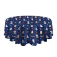 thumbnail image 5 of Dark Blue Christmas Dog and Snowman Pattern Round Tablecloth 60"x60",Wrinkle Wipeable Table Cloth for Kitchen Dining Room Picnic Patio Party, 5 of 6