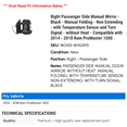 thumbnail image 2 of Right Passenger Side Manual Mirror - Black - Manual Folding - Non Extending - with Temperature Sensor and Turn Signal - without Heat - Compatible with 2014 - 2018 Ram ProMaster 1500 2016 2017, 2 of 2