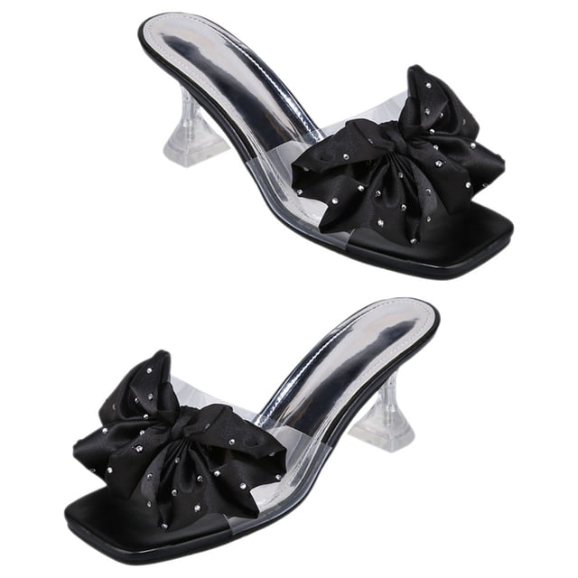 Phenofice 1Par Bow Heels Para Mujer Estilo En Negro Con Sofisticado Y