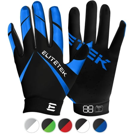 EliteTek RG-14 Football Gloves (Blue, Youth L) (Best Football Gloves 2019)