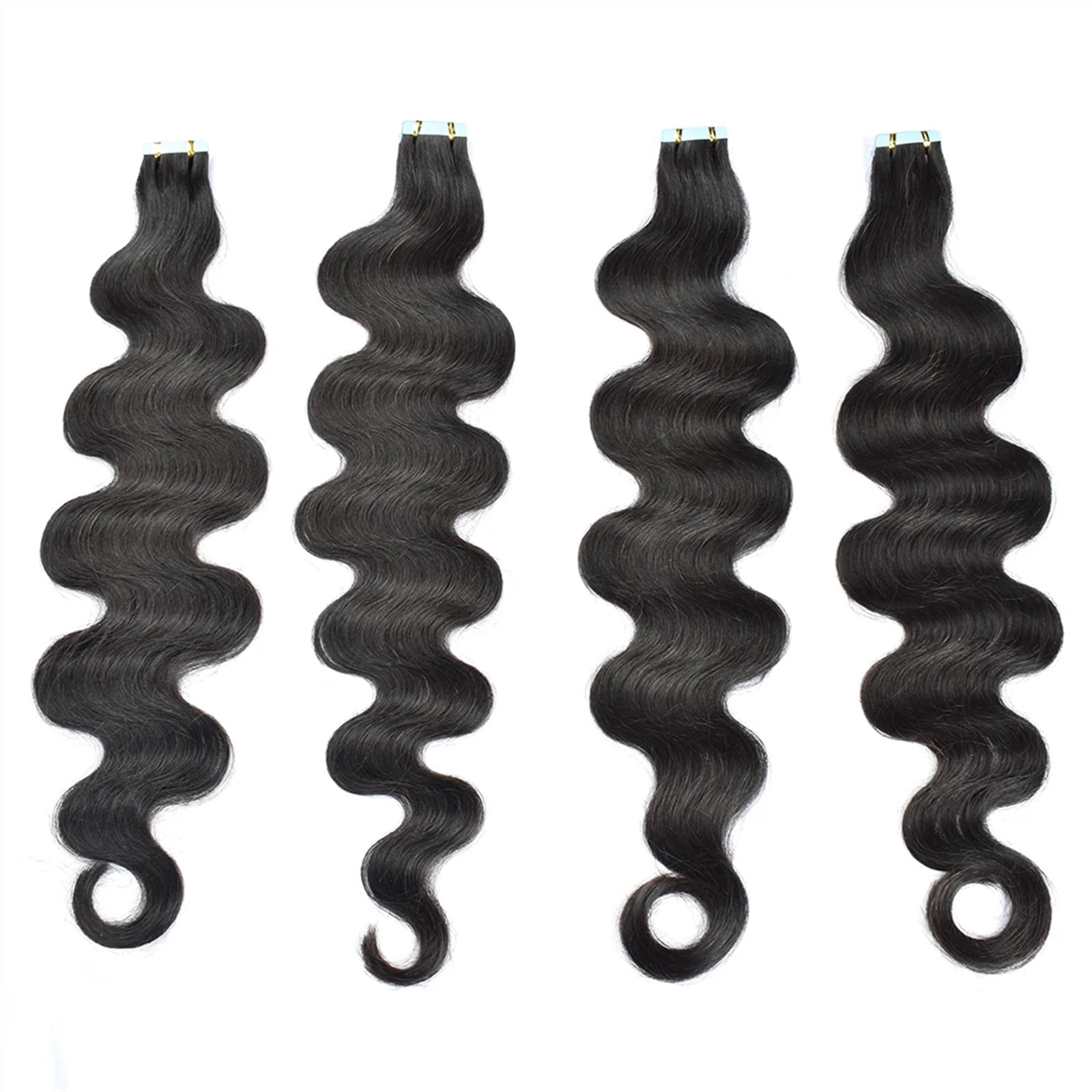 Body Wave Tape in Hair Extensions Human Hair, Black Natural Hair Body Wave Tape in Hair Extensions Tape in Real Hair Thick End Skin Wefts