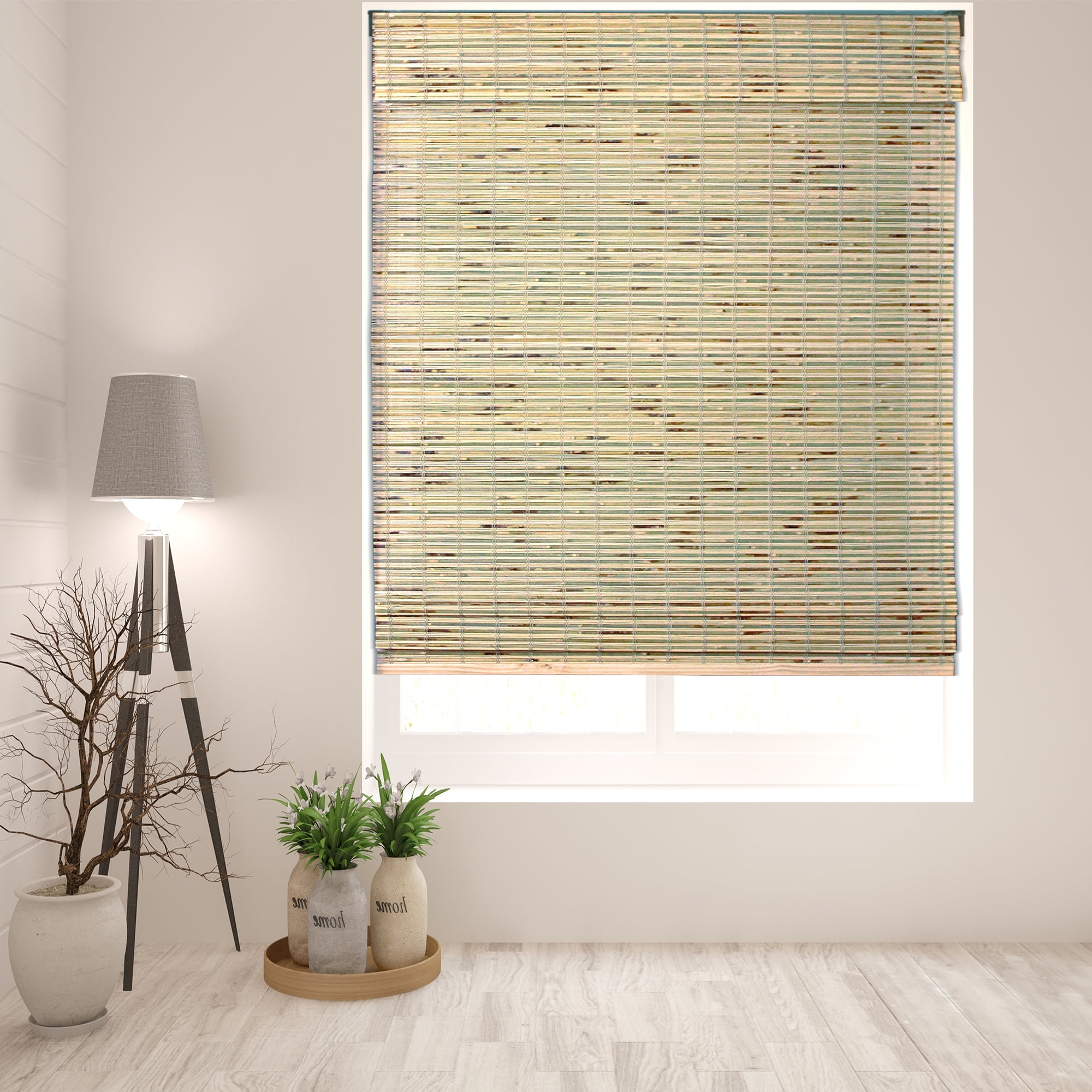 Cordless Dali Tuscan Calyx Interiors Bamboo Roman Window Blinds Shades 34.5 W x 60 H