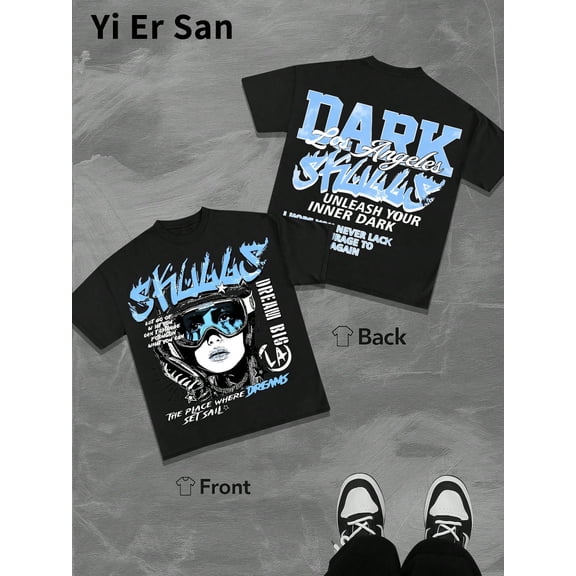 Men's Graphic Streetwear Y2K Goggle Skulls T-Shirt
