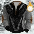 thumbnail image 2 of Mens Midweight Quarter Zip Pullover Lined Crewneck Sweater With Norse Mythology Warm Inner Layer Winter Wear Clothes, 2 of 3