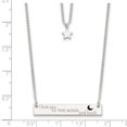 thumbnail image 4 of 925 Sterling Silver Curb Necklace with Pendants Chain Enameled Moon and Back 2-Strand Bar 16 inch 1.1 mm, 4 of 4