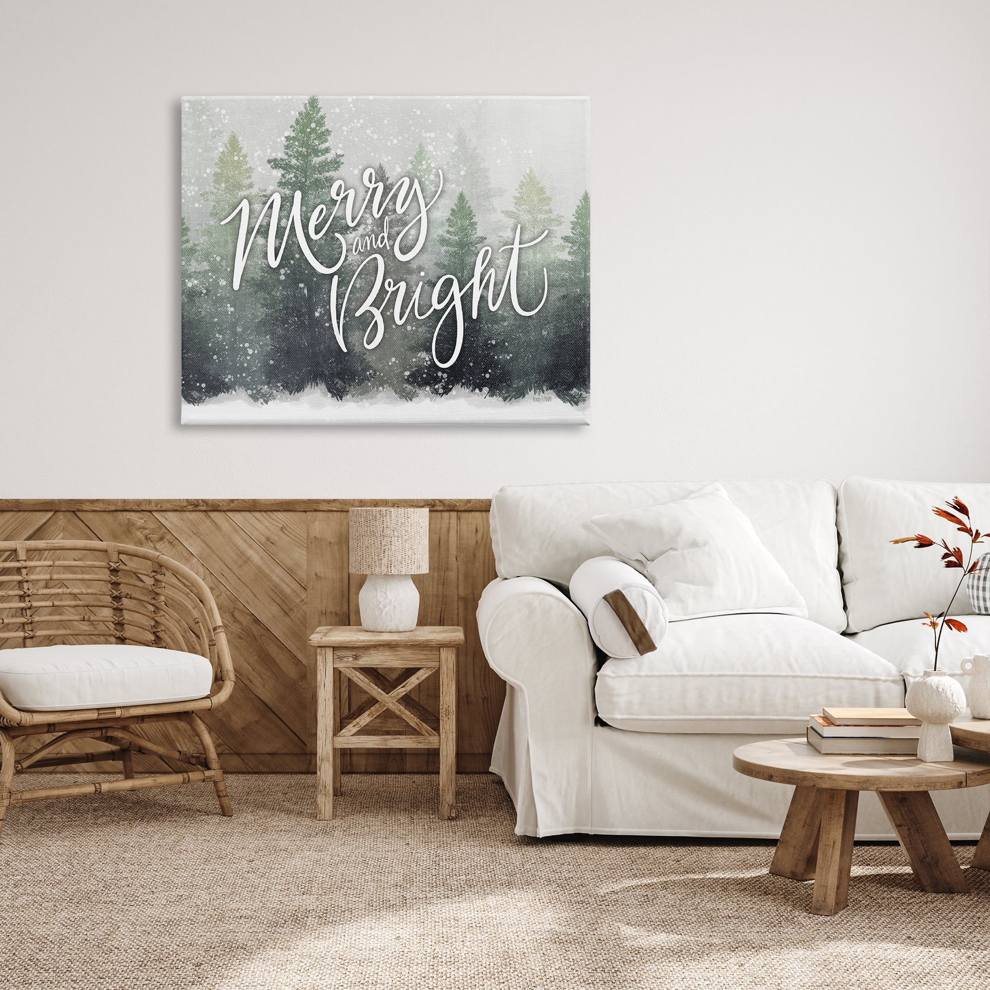 Stupell Industries Merry & Bright Scenic Niveous Winter Forest Landscape Graphic Art Gallery Wrapped Canvas Print Wall Art, Design by House Fenway
