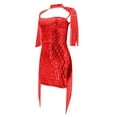 thumbnail image 6 of Women Sequins Fringe Bodycon Club Dress Cut Out Mini Dress Tassels Mock Neck Nightclub Party Club Pencil Dresses, 6 of 6