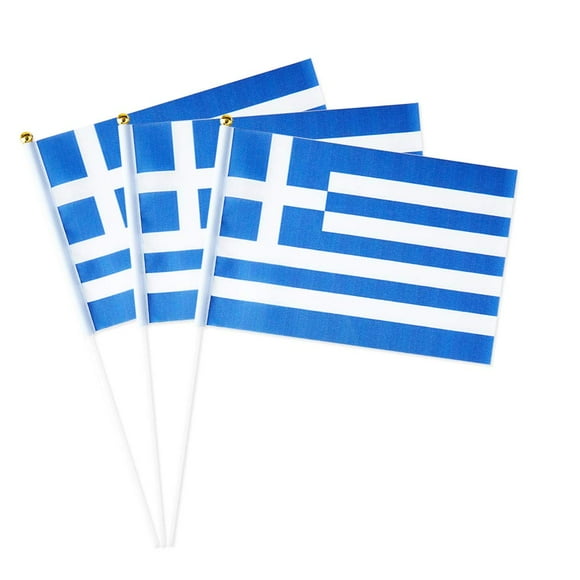 greece Flag greek Small Stick Mini Hand Held Flags Decorations 1 Dozen (12 pack)