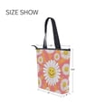 thumbnail image 7 of Zipper canvas bag large capacity large size practical handbag durable Canvas with leather material Smiley Face on Orange Background, 7 of 7