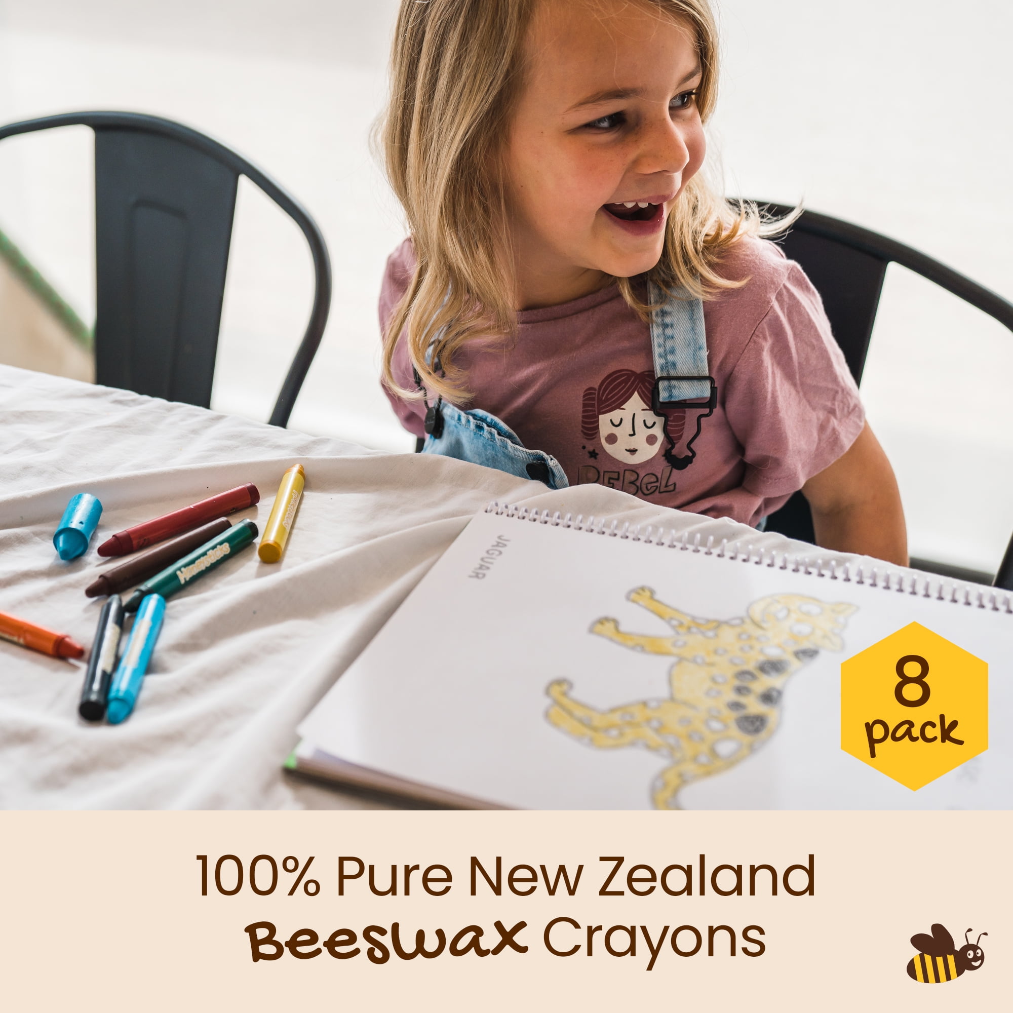 Honeysticks 100% Pure Beeswax Crayons (12 Pack) - Non-Toxic Crayons, Safe  for Babies and Toddlers, For 1 Year Plus, Handmade in New Zealand with