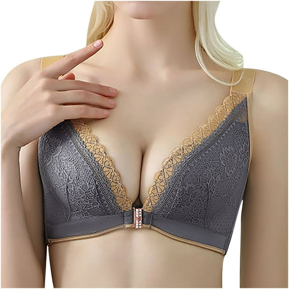 Bigersell Women Bralette Women Bra Wire Free Underwear Thin Cup Lace Bra Tall Size Padded Lace Bandeau Bra, Style 7122, Gray 38B