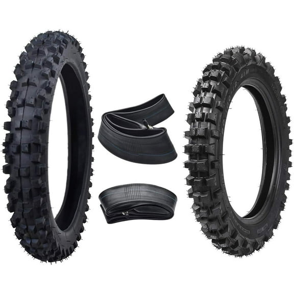 Front 60/100-14 & Rear 80/100-12 Motocross Tire with Tube for Dirt Bikes Pit Pro Trail