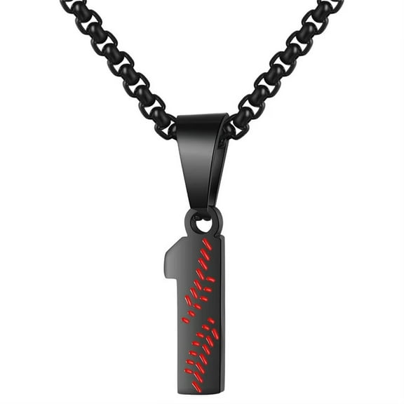 PAURO Baseball Jersey Number Necklace for Men Stainless Steel 00-50 Pendant Athletes Chain Personalized Statement Simple Women Jewelry Black Number 1