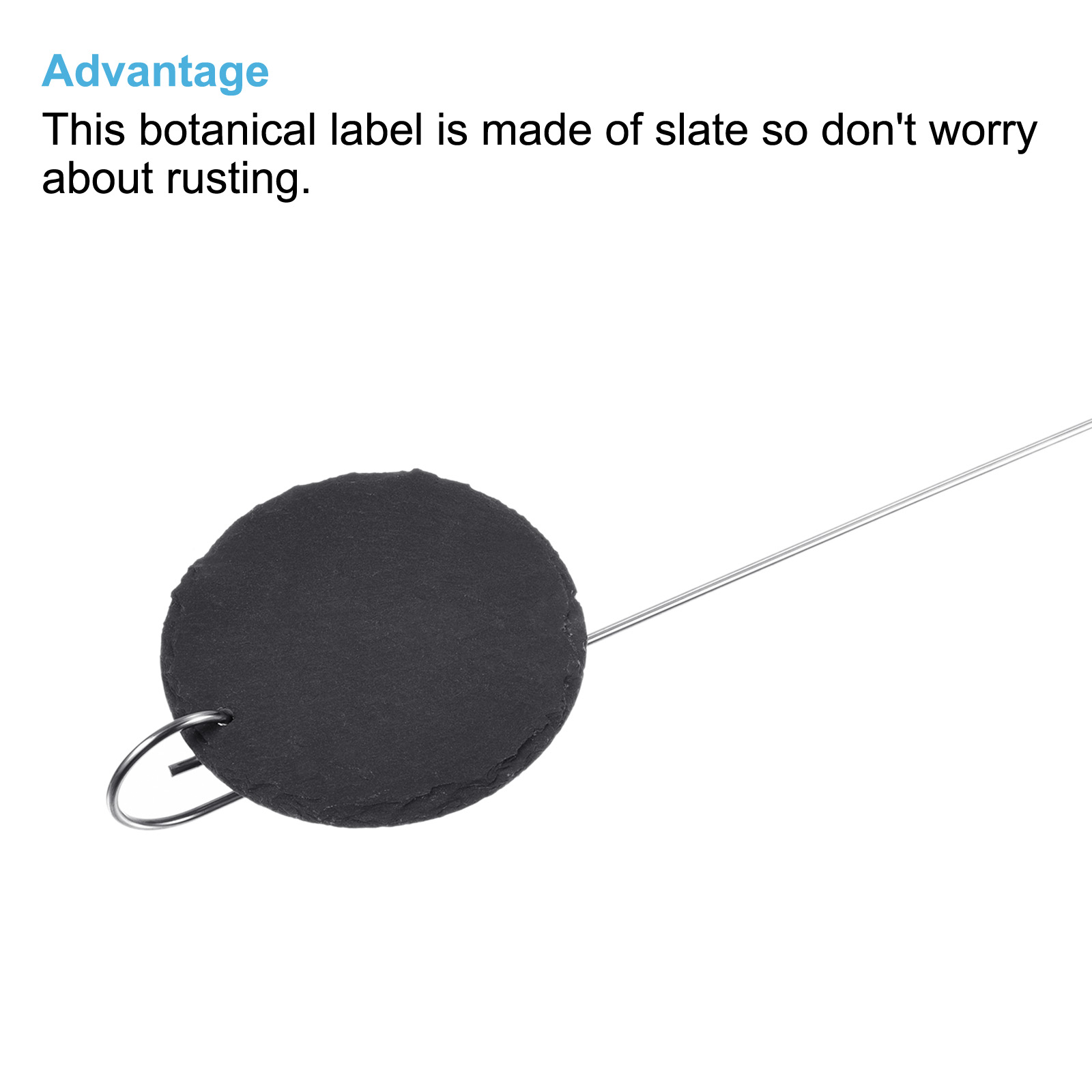 Uxcell Slate Round Shape Plant Labels with Stainless Steel Hanging Rod Pen 10 Pack