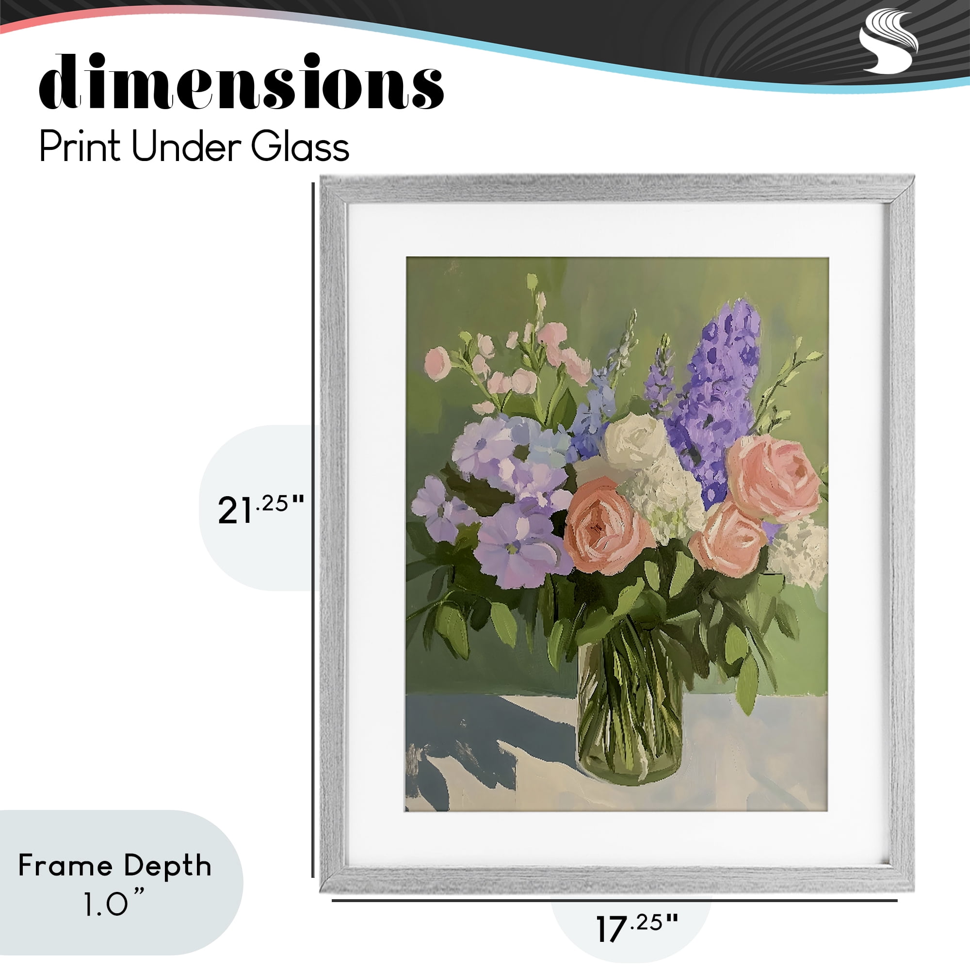 Stupell Industries Mixed Roses & Lilacs Bouquet Gray Framed Print Under Glass, design by The Prints Vibe