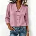 thumbnail image 3 of YTCAMLO 100%Cotton Button Down Shirts for Women Casual Cute Collared 3/4 Sleeve Dress Shirts Summer Lightweight Loose Blouses, 3 of 8