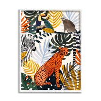 Stupell Industries Bold Jungle Animal Collage Vibrant Palm Leaf Shapes, 16 x 20, Design by Victoria Borges