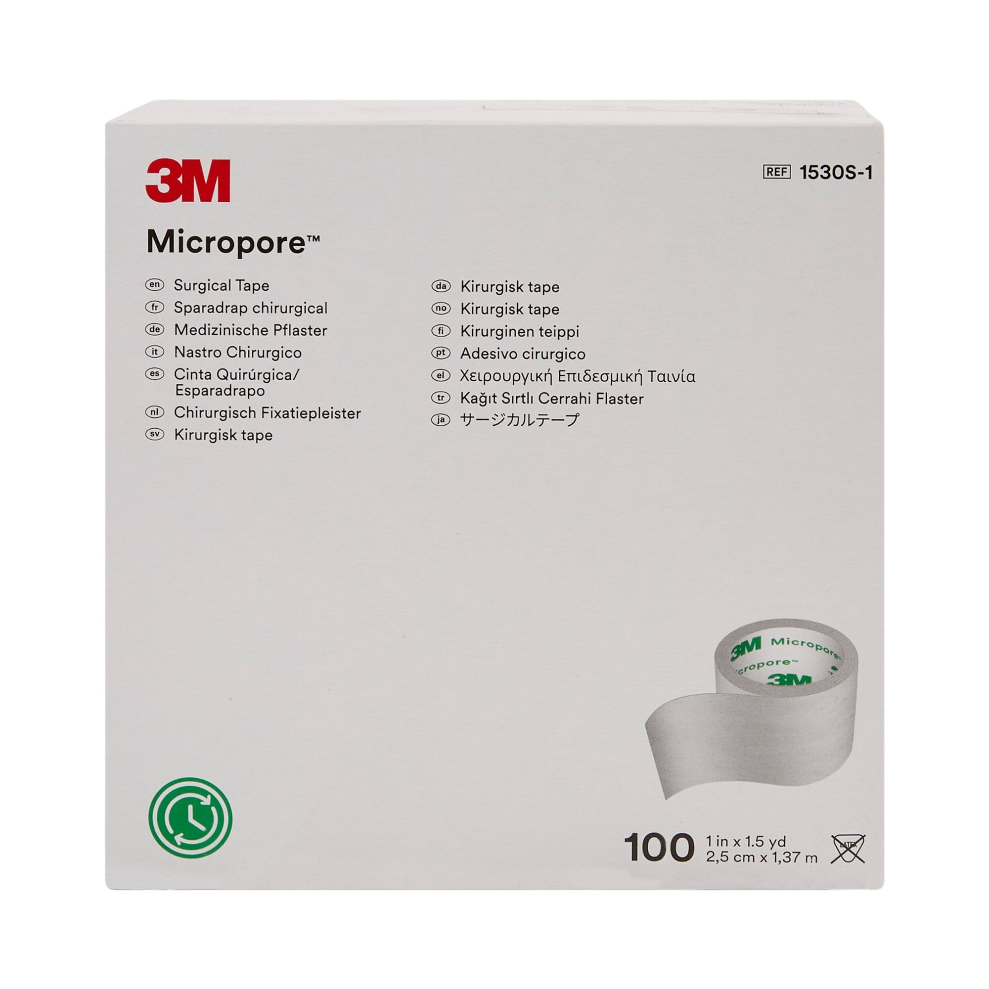 3M Micropore Medical Tape, Non-Sterile Paper, White, 1 in x 1 1/2 yds, 100 Ct