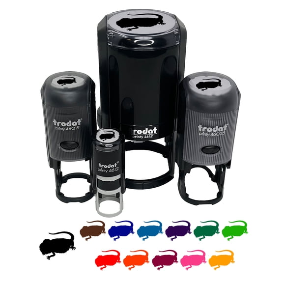 Bearded Dragon Solid Self-Inking Rubber Stamp Ink Stamper - Black Ink - Mini 1/2 Inch