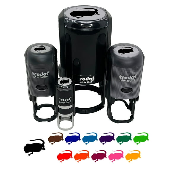 Bearded Dragon Solid Self-Inking Rubber Stamp Ink Stamper - Red Ink - Medium 1 Inch