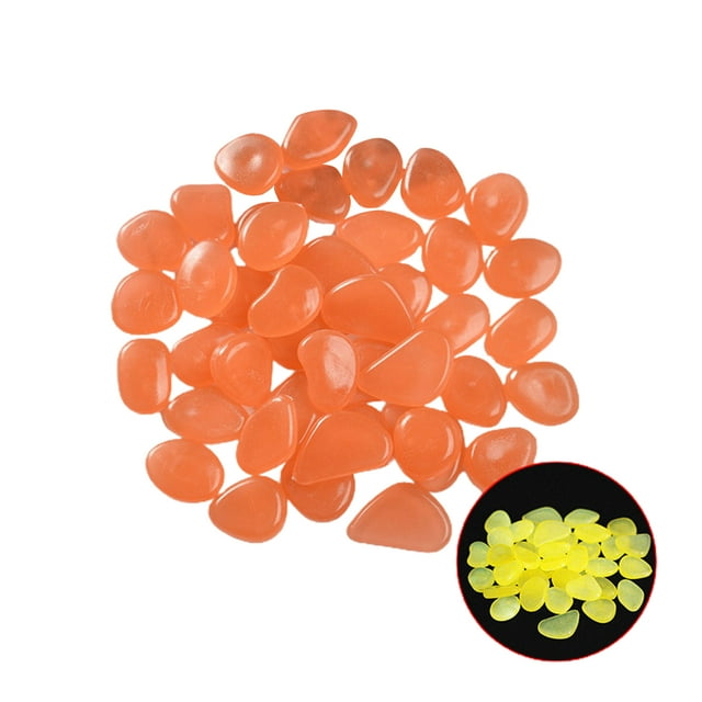 100PCS Glow Stones Pebble Simulation Cobble Man Made Rock Fish Tank Pebbles Resin Gardening Decorations,2.2CM
