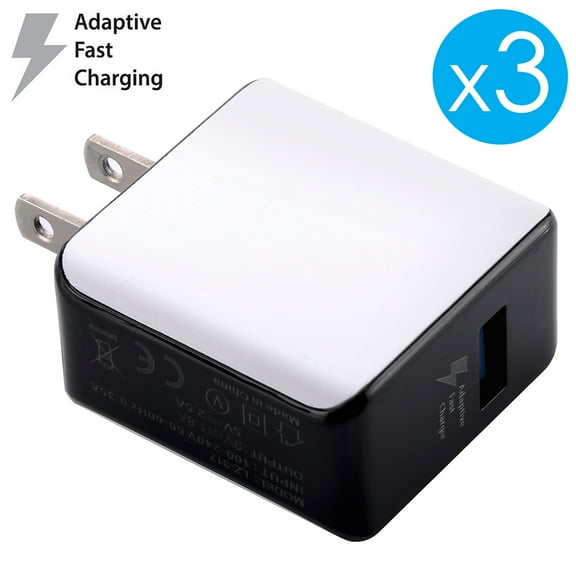 3 Pack USB Wall Charger Adaptive Fast Charging For Apple iPhone X iPhone 8 Plus Samsung Galaxy S8 S8  Galaxy S9 S9  Plus Note 9 Note 8 Galaxy S7 Edge Note 4 LG G7 OnePlus 5 Google Pixel 2 XL Universal
